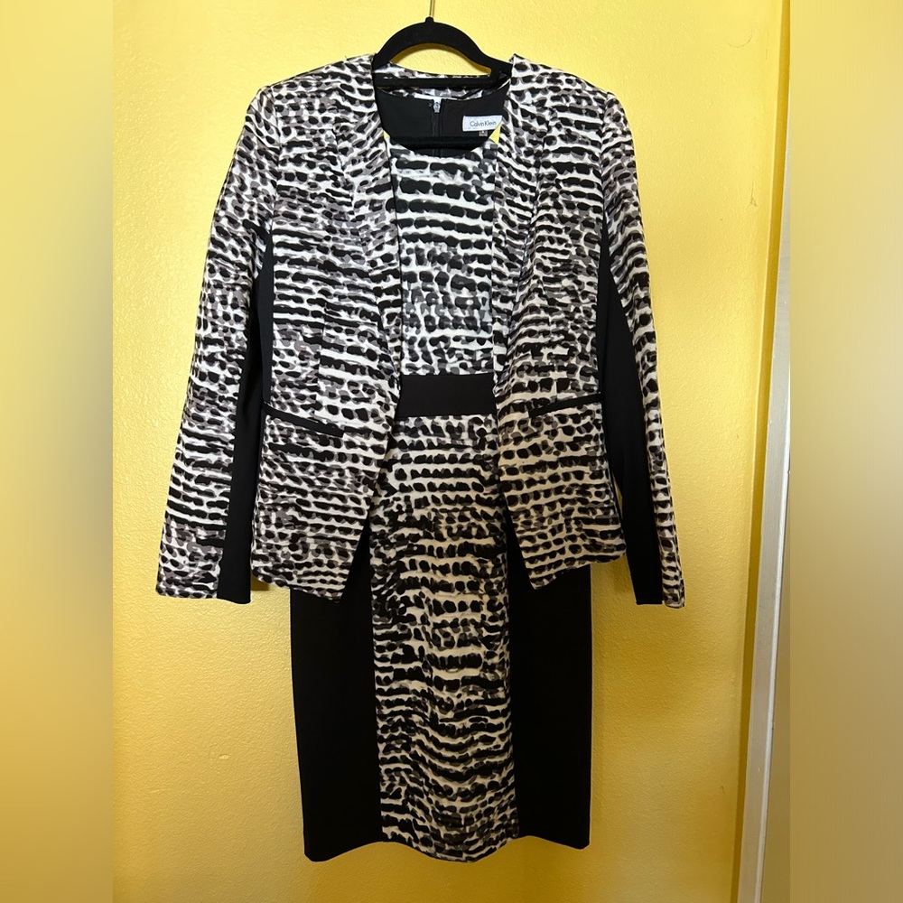 Calvin Klein Leopard print Jacket with matching dress size 8